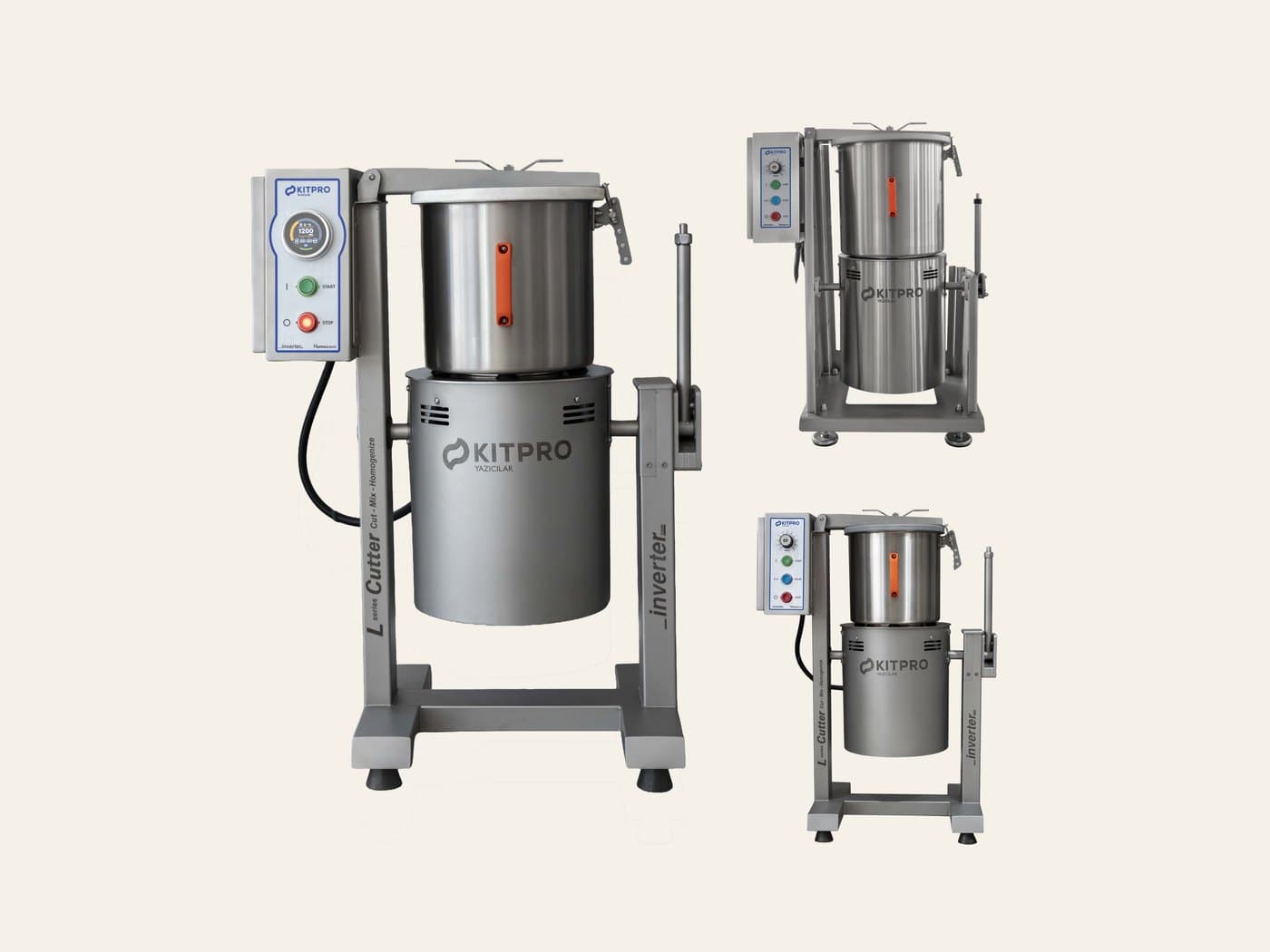 Standing cutter mixer in a commercial kitchen